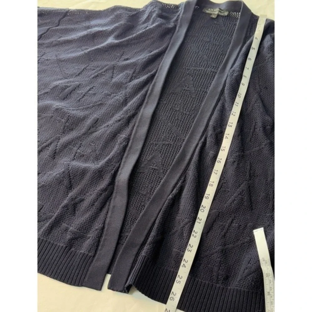 A/X Armani Exchange Navy Blue Logo Knit Open Front Cardigan Oversized Colorblock